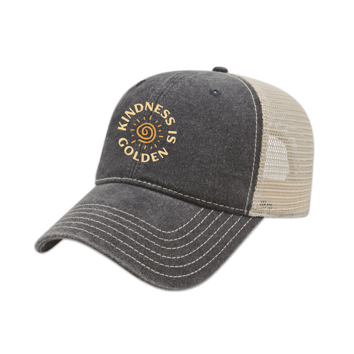 KINDNESS IS GOLDEN EMBROIDERED VINTAGE TRUCKER CAP