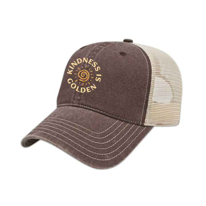 KINDNESS IS GOLDEN EMBROIDERED VINTAGE TRUCKER CAP