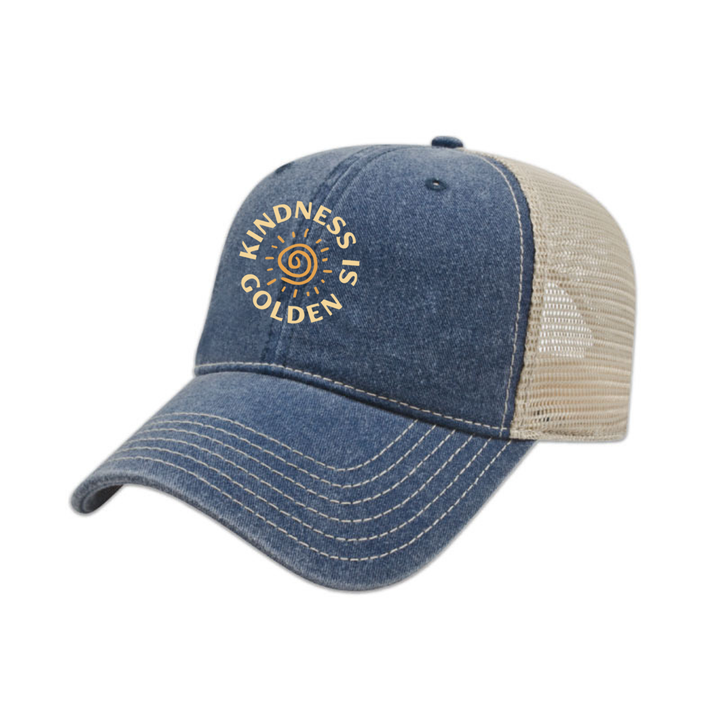 KINDNESS IS GOLDEN EMBROIDERED VINTAGE TRUCKER CAP