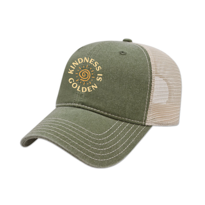 KINDNESS IS GOLDEN EMBROIDERED VINTAGE TRUCKER CAP