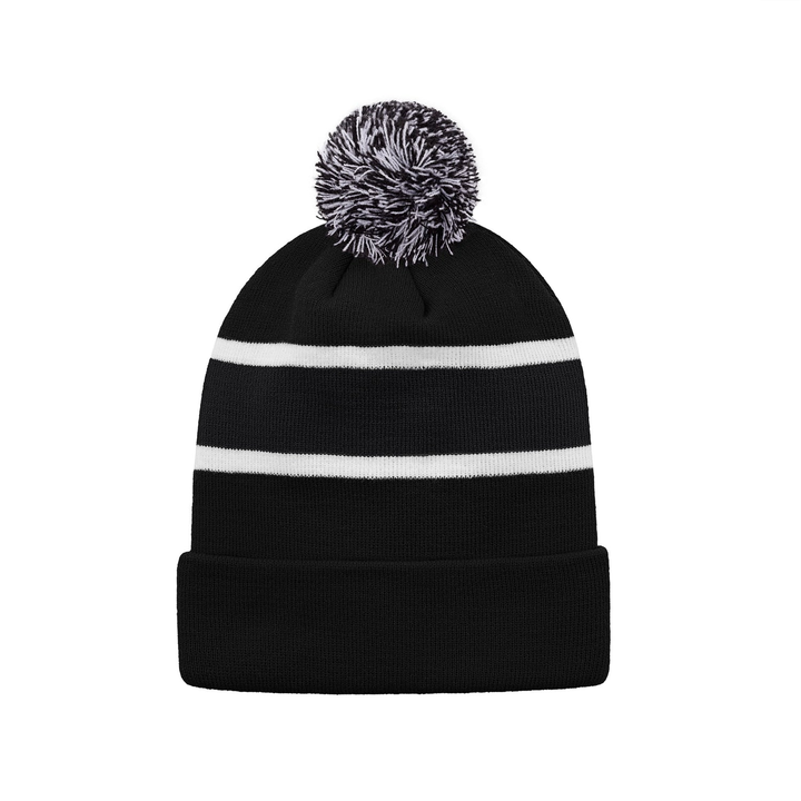 STRIPED KNIT POM-POM TOQUES