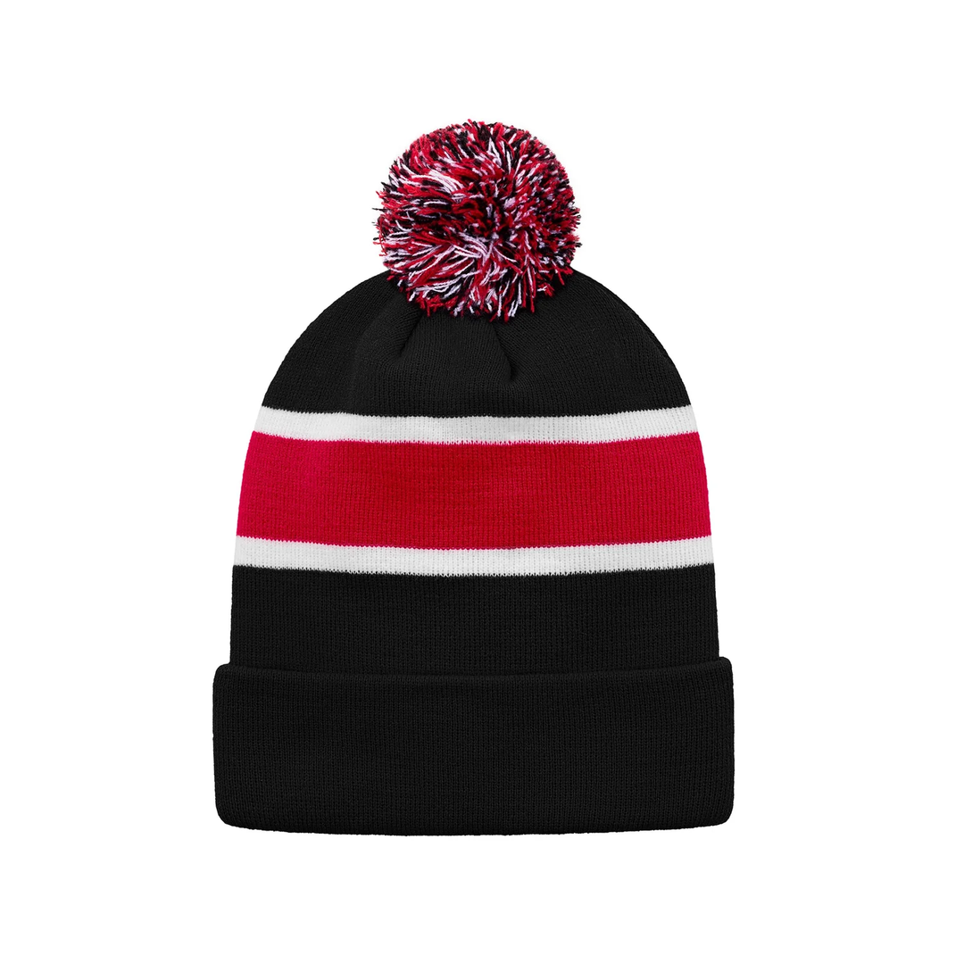 STRIPED KNIT POM-POM TOQUES