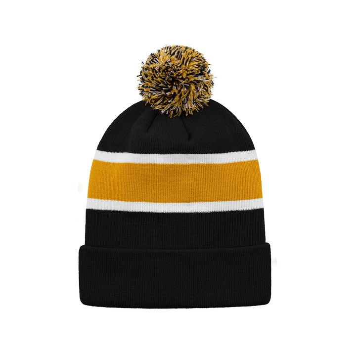 STRIPED KNIT POM-POM TOQUES
