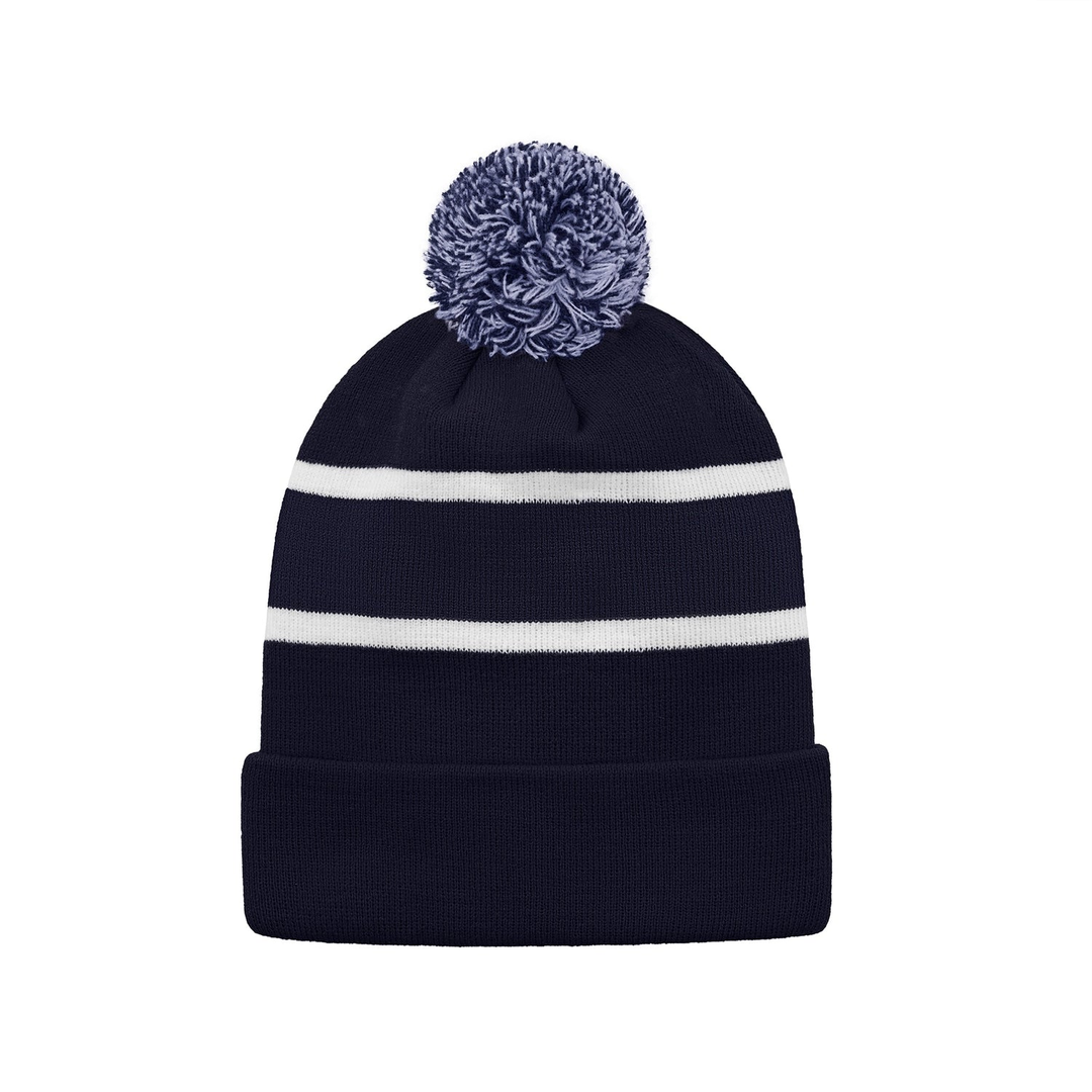 STRIPED KNIT POM-POM TOQUES