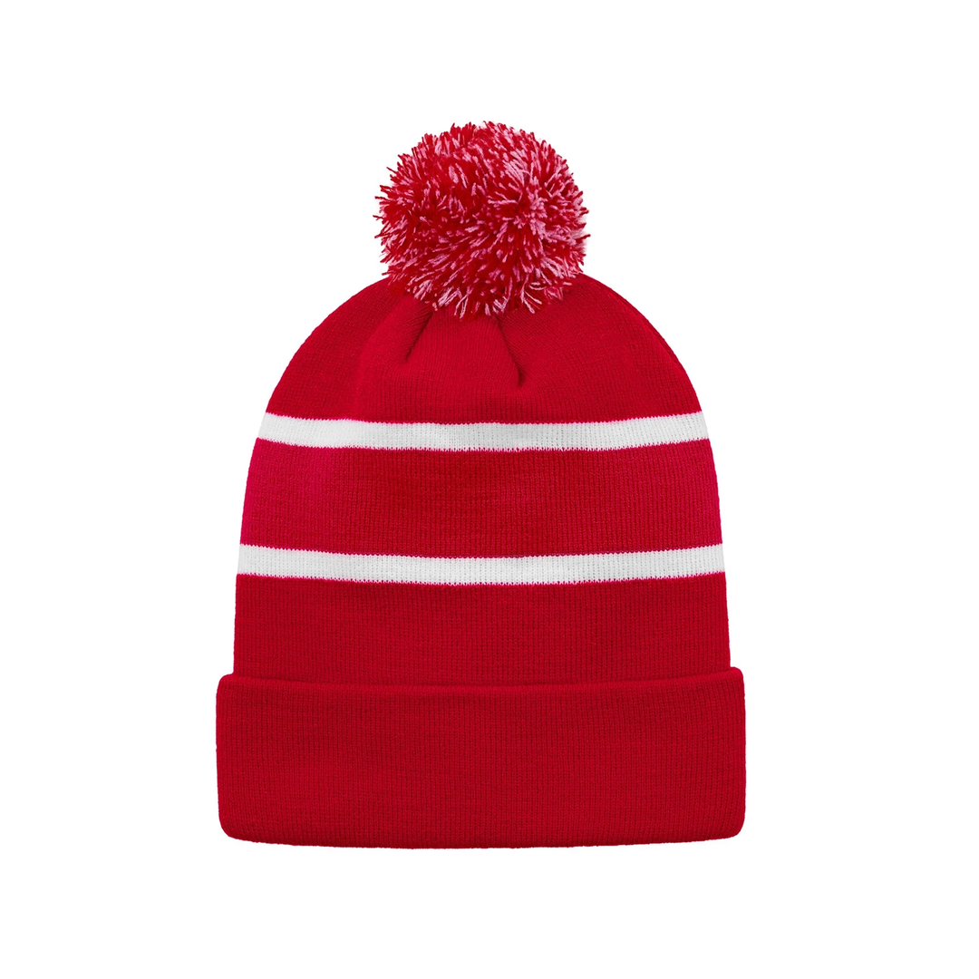 STRIPED KNIT POM-POM TOQUES