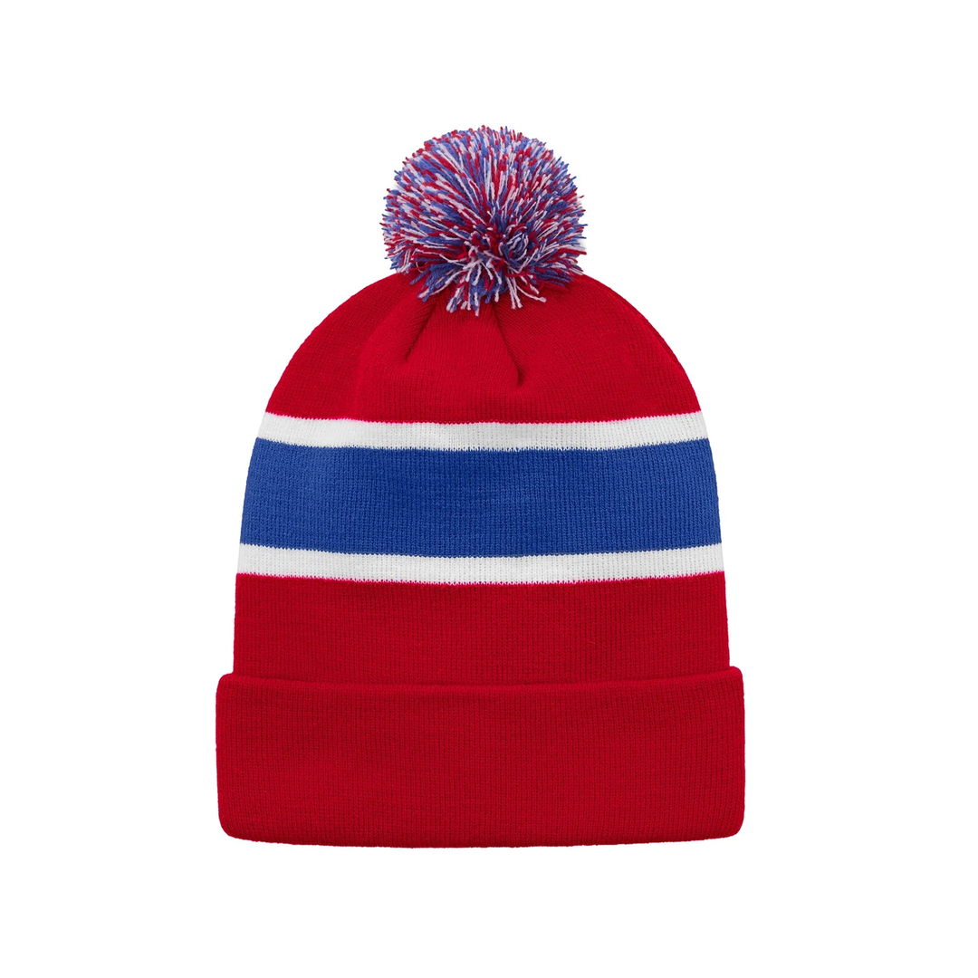 STRIPED KNIT POM-POM TOQUES