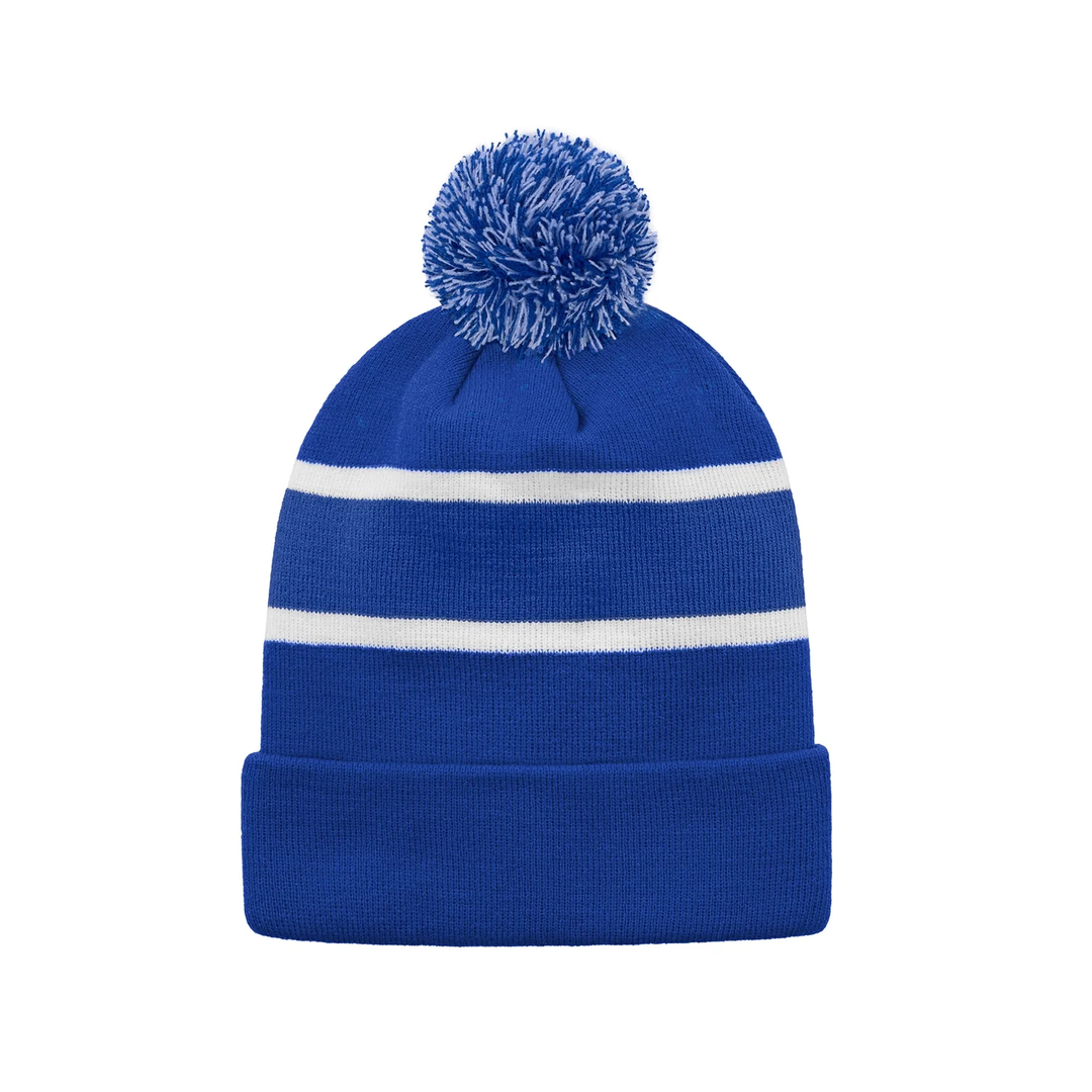 STRIPED KNIT POM-POM TOQUES