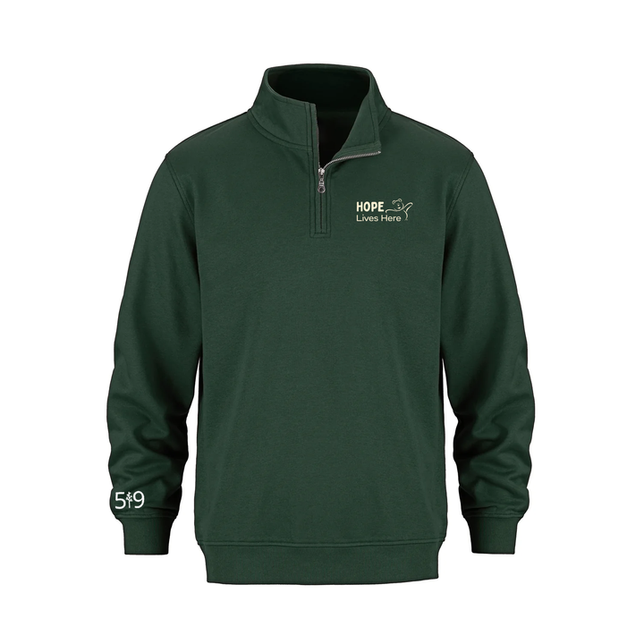 CHF HOPE LIVES HERE EMBROIDERED 1/4 ZIP (UNISEX)