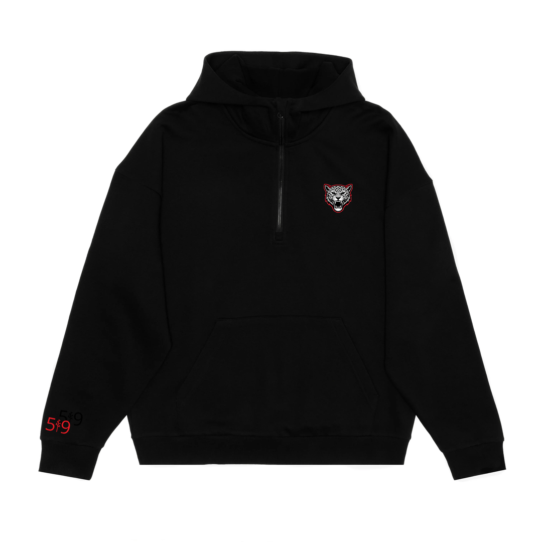 JEANNE SAUVÉ EMBROIDERED SCUBA 1/2 ZIP HOODIE (UNISEX)