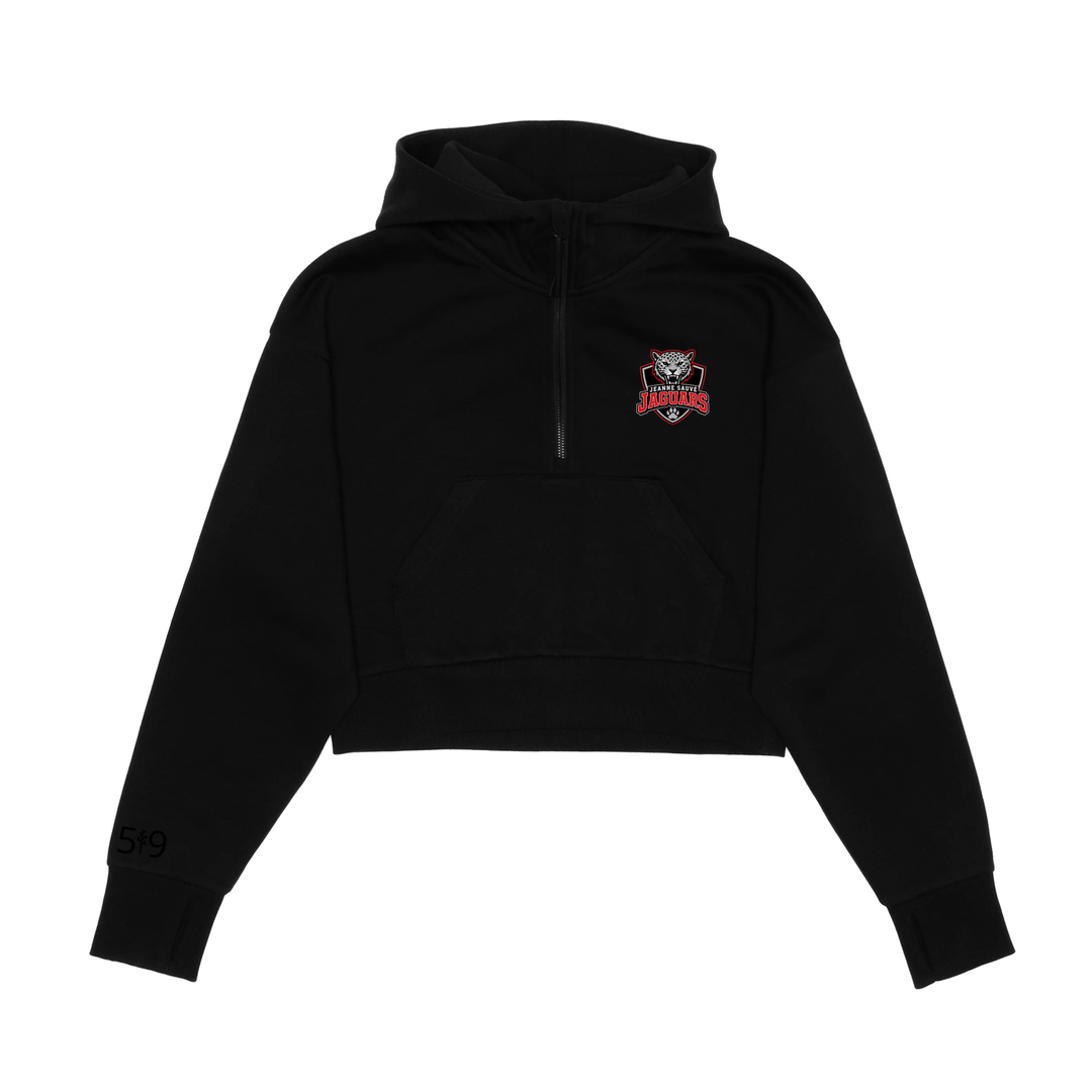 JEANNE SAUVÉ SHIELD CROPPED SCUBA 1/2 ZIP HOODIE (WOMENS)