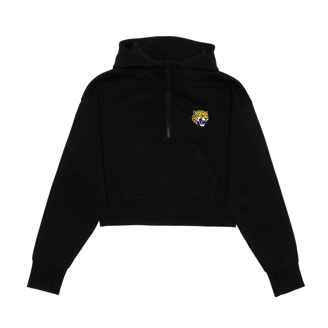 JOHN WISE EMBROIDERED CROPPED SCUBA 1/2 ZIP HOODIE (WOMENS)