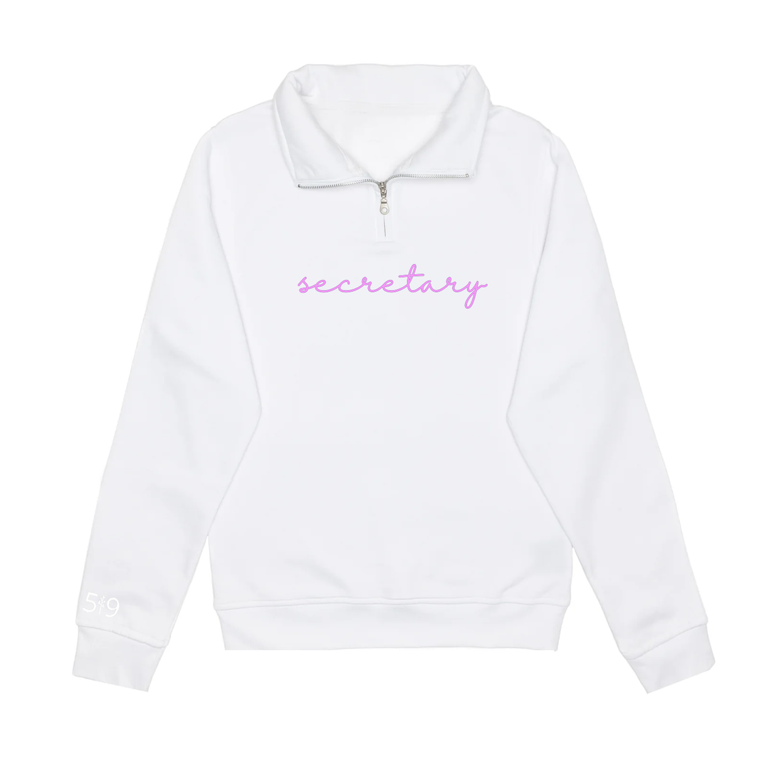 SECRETARY EMBROIDERED 1/4 ZIP (UNISEX)