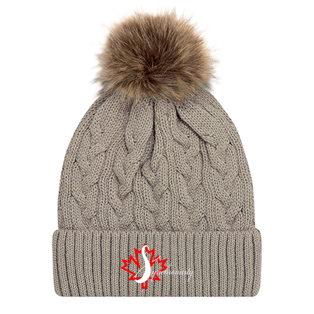 SYNCHRONICITY EMBROIDERED FAUX FUR TOQUE