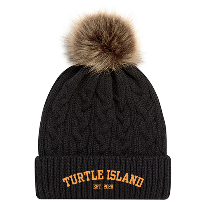 TURTLE ISLAND EMBROIDERED FAUX FUR TOQUE