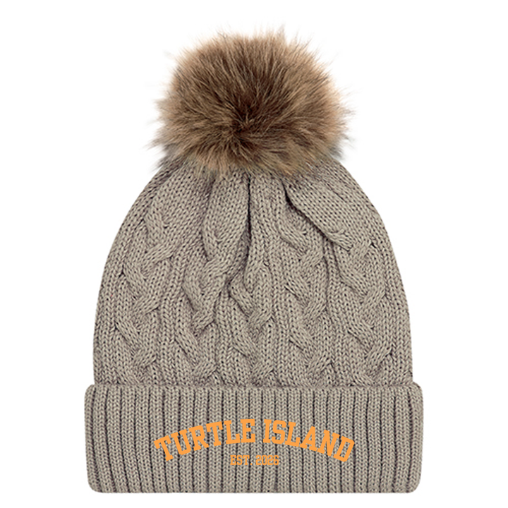 TURTLE ISLAND EMBROIDERED FAUX FUR TOQUE